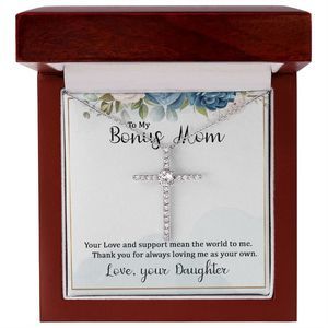 To My Bonus Mom Your Love and Support CZ Cross Necklace
